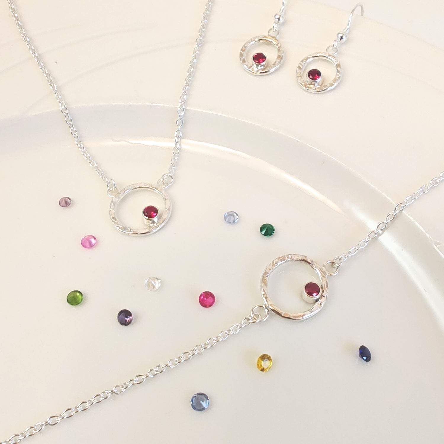 Hammered Halo Birthstone Collection