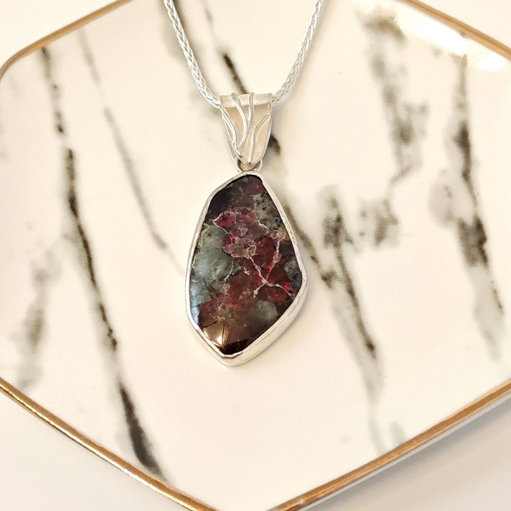 Freeform Eudialyte Pendant Necklace (OOAK)