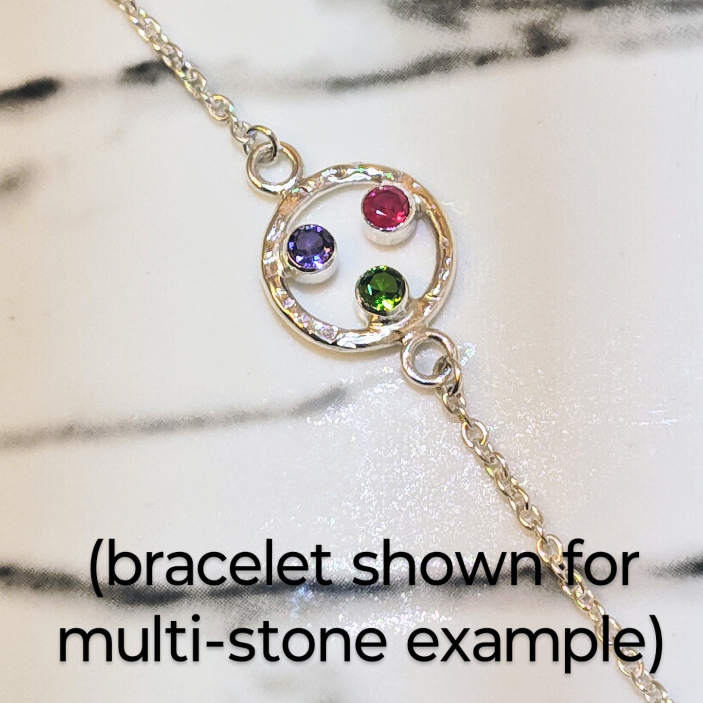 Hammered Halo Birthstone Necklace