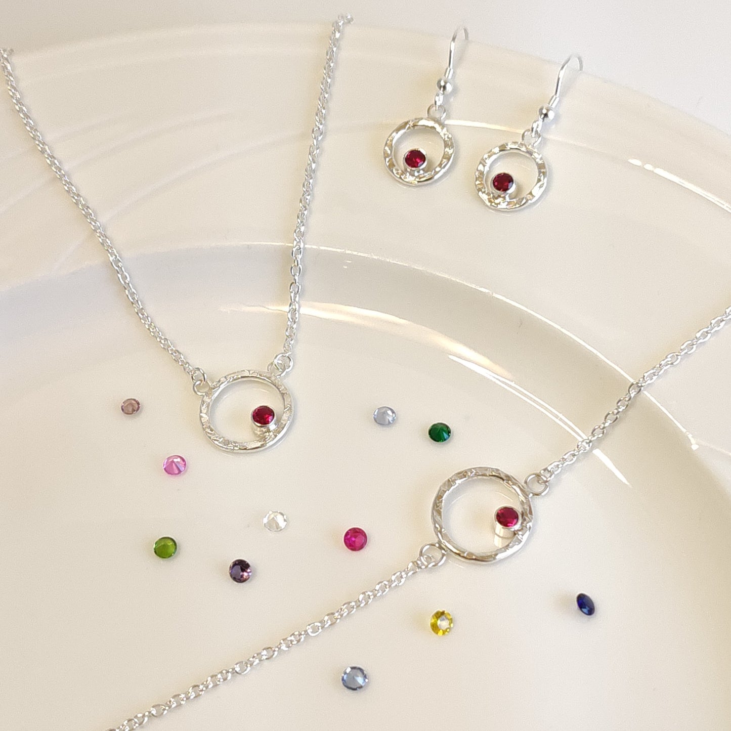 Hammered Halo Birthstone Gift Set