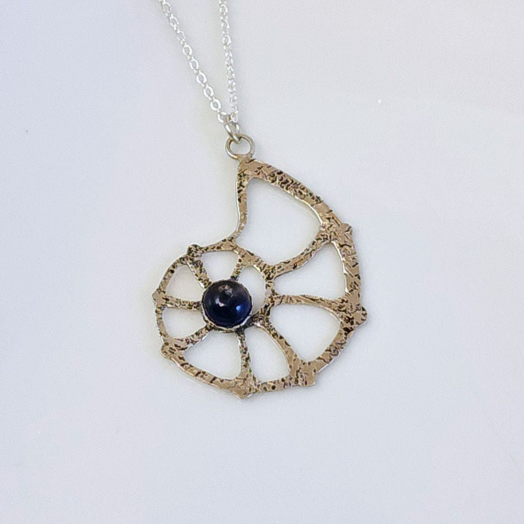 Iolite Nautilus Necklace (OOAK)