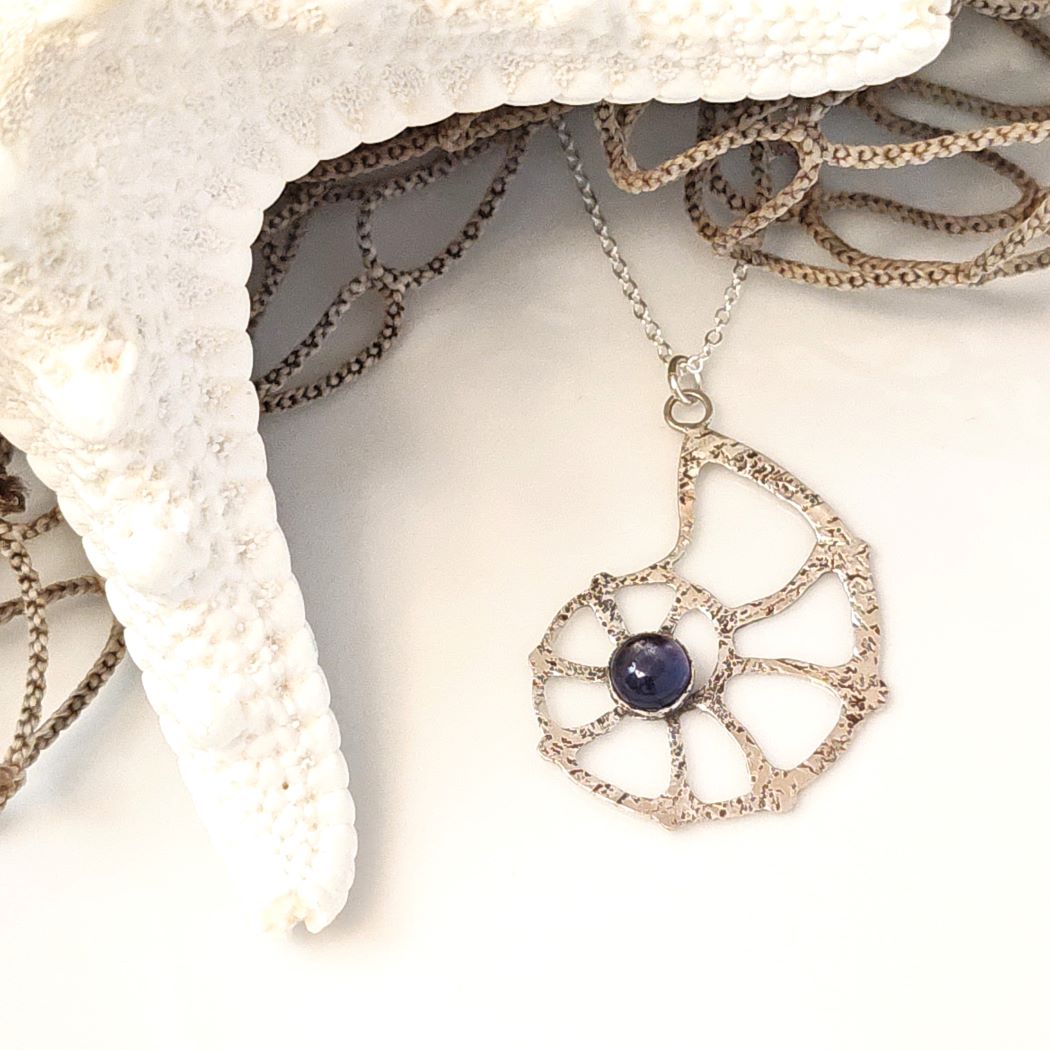 Iolite Nautilus Necklace (OOAK)