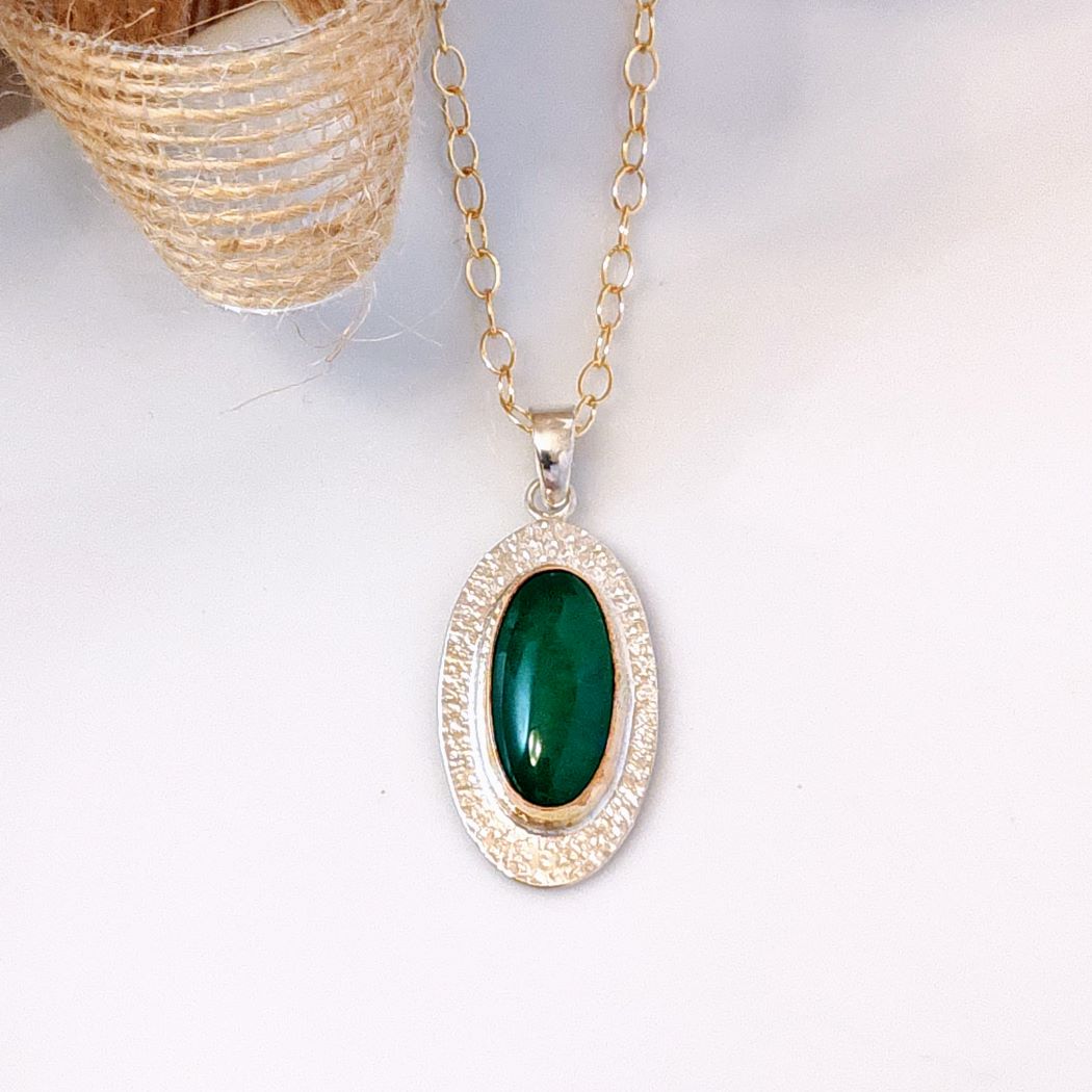 Green Onyx Mixed Metals Necklace (OOAK)